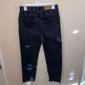 Black denim Riders Jeans cut off straight raw hem 90s pants punk vibe streetwear